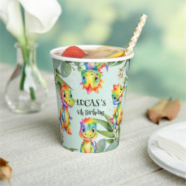 かわいい魔法のレインボー恐竜ハッピーバースデーパーティー 紙コップ