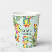 かわいい魔法のレインボー恐竜ハッピーバースデーパーティー 紙コップ (裏面)