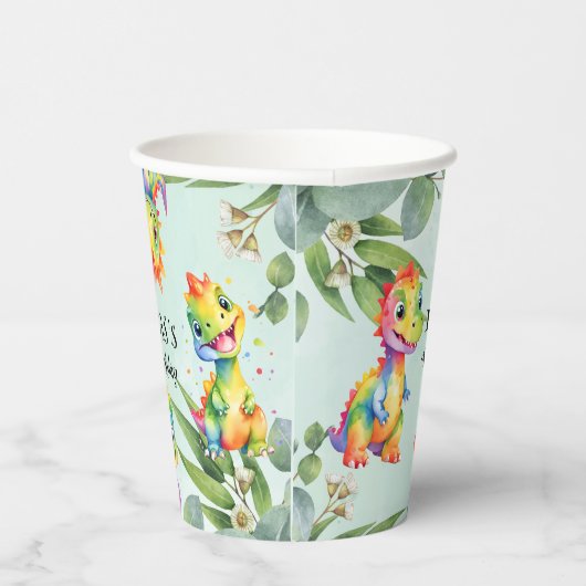 かわいい魔法のレインボー恐竜ハッピーバースデーパーティー 紙コップ (右)