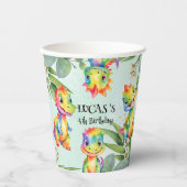 かわいい魔法のレインボー恐竜ハッピーバースデーパーティー 紙コップ (正面)