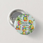 かわいい魔法のレインボー恐竜ハッピーバースデーパーティー 缶バッジ (正面&裏面)