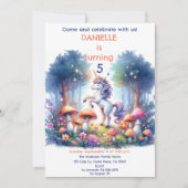 かわいい魔法の一角茸の森子供の誕生日 招待状 (正面)