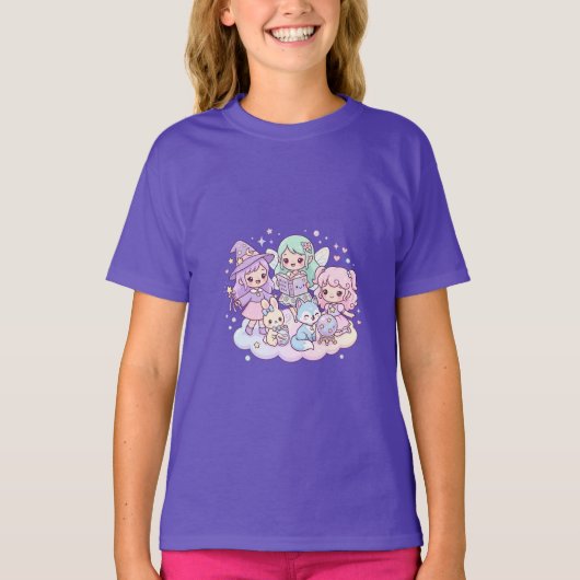 かわいい魔法の友達キッズTシャツ Tシャツ (正面)