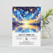 かわいい魔法の天体デジタル誕生日 招待状 (スタンド正面)