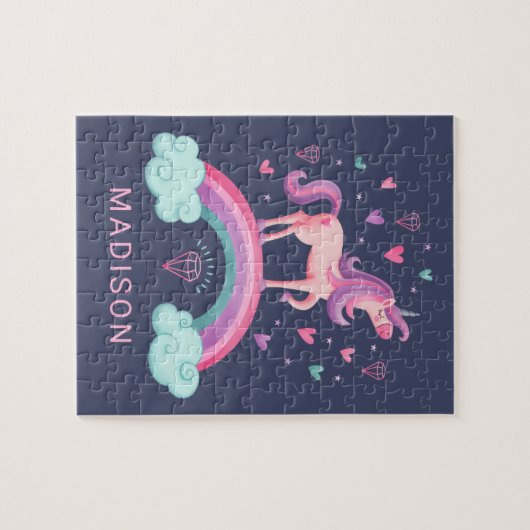 かわいい魔法の女の子レインボーユニコーンジグソーパズル ジグソーパズル (横)