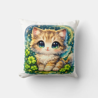 かわいい魔法の子猫の枕 | かわいいファンタジー猫のクッション クッション
