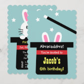 かわいい魔法の帽子うさぎの誕生日パーティー招待状 招待状 (正面/裏面)
