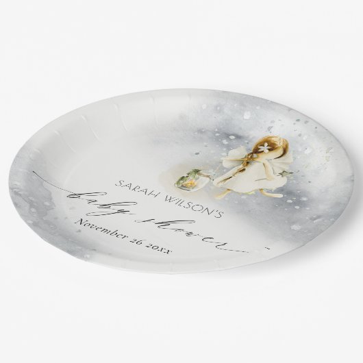 かわいい魔法の星空の水の色フェアリー赤ちゃんシャワー ペーパープレート (アングル)