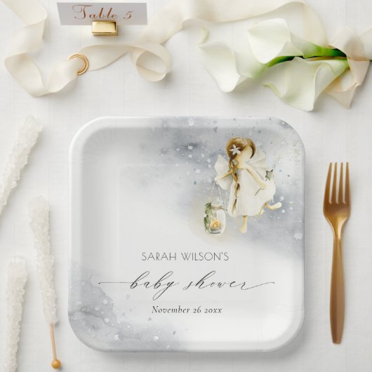 かわいい魔法の星空の水の色フェアリー赤ちゃんシャワー ペーパープレート (ウェディング)