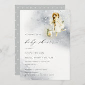 かわいい魔法の水の色フェアリーベイビーシャワー招待状 サンキューカード (正面/裏面)