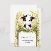 かわいい魔法の牛の誕生日 サンキューカード (正面/裏面)