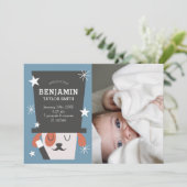 かわいい魔法の犬のベビー写真誕生 案内状 (スタンド正面)