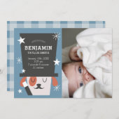 かわいい魔法の犬のベビー写真誕生 案内状 (正面/裏面)