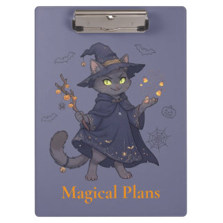かわいい魔法の猫のハロウィンクリップボード クリップボード