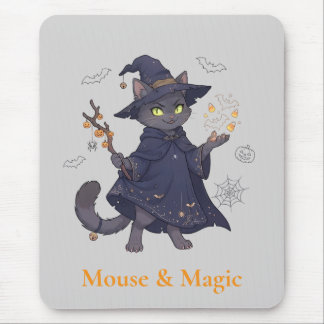 かわいい魔法の猫ハロウィンマウスパッド マウスパッド