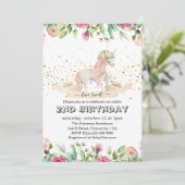 かわいい魔法の生き物 女の子の2歳の誕生日 招待状 (スタンド正面)