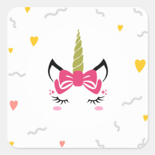 かわいい魔法の眠れるユニコーン スクエアシール