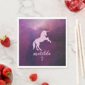 かわいい魔法の紫のユニコーン スタンダードランチョンナプキン (インサイチュ)