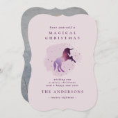 かわいい魔法の紫のユニコーン 案内状 (正面/裏面)