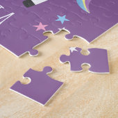 かわいい魔法の紫ユニコーン&ネームキッズ ジグソーパズル (側面)