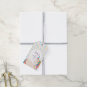 かわいい魔法の虹のユニコーン女の子1st誕生日 ギフトタグ (より糸付き)