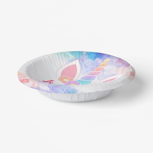 かわいい魔法の虹のユニコーン誕生日パーティー ペーパーボウル (傾斜あり)