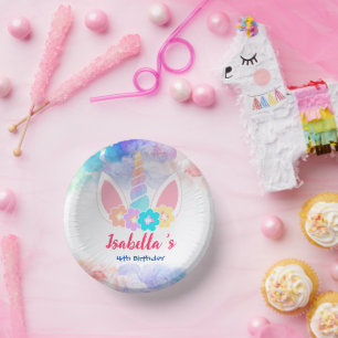 かわいい魔法の虹のユニコーン誕生日パーティー ペーパーボウル