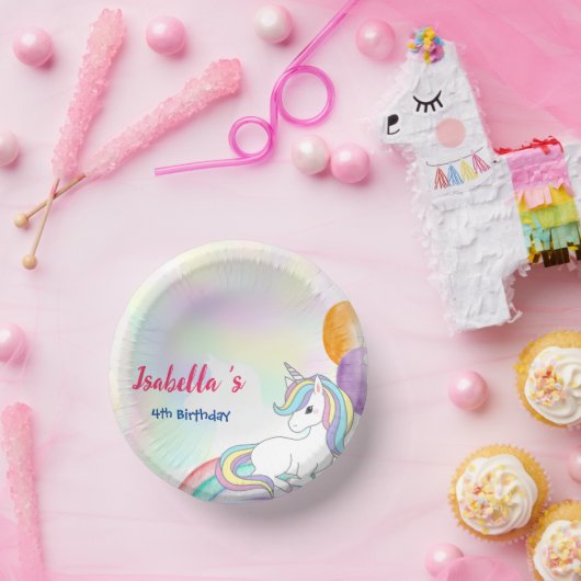 かわいい魔法の虹のユニコーン誕生日パーティー ペーパーボウル (パーティー)