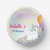 かわいい魔法の虹のユニコーン誕生日パーティー ペーパーボウル (正面)