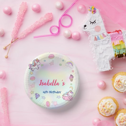 かわいい魔法の虹のユニコーン誕生日パーティー ペーパーボウル (パーティー)
