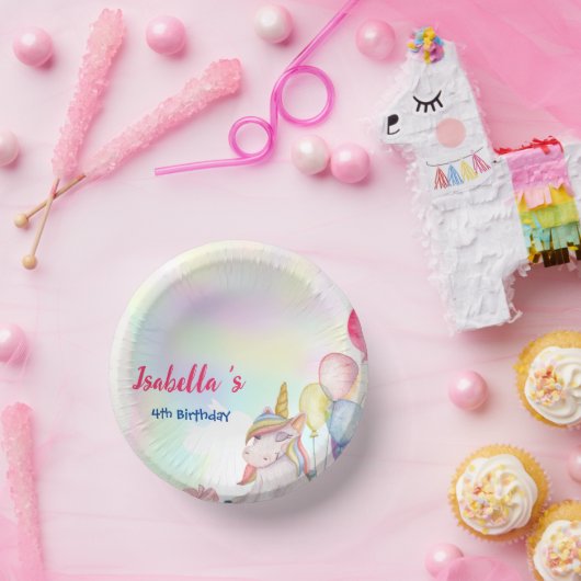 かわいい魔法の虹のユニコーン誕生日パーティー ペーパーボウル (パーティー)