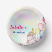 かわいい魔法の虹のユニコーン誕生日パーティー ペーパーボウル (正面)