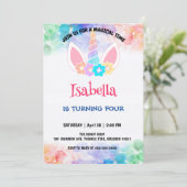 かわいい魔法の虹のユニコーン誕生日パーティー 招待状 (スタンド正面)