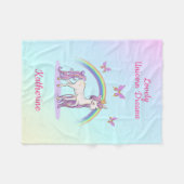 かわいい魔法の虹のユニコーン フリースブランケット (正面(横))