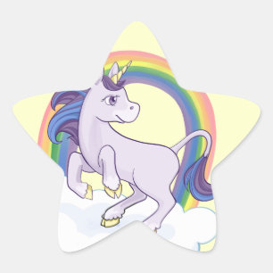 かわいい魔法の虹のユニコーン 星シール