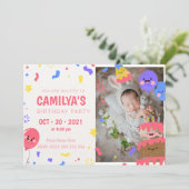 かわいい魔法の誕生日招待状と写真 招待状 (スタンド正面)