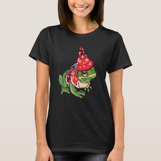 かわいい魔法の赤いローブドカエル魔法使い Tシャツ (正面)