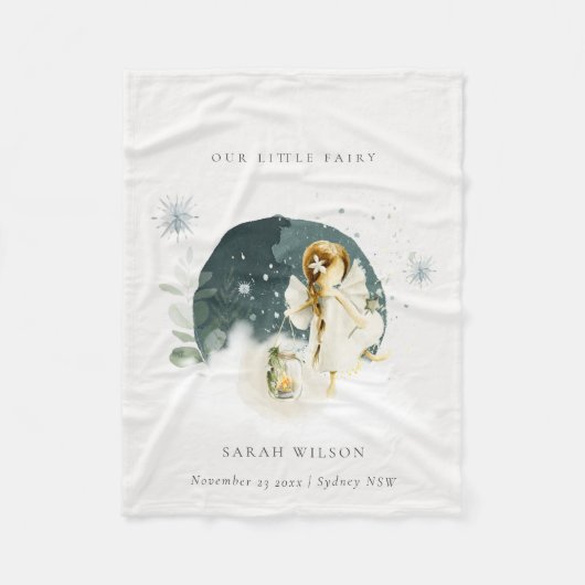 かわいい魔法の魅力小さな庭の妖精の雪 フリースブランケット (正面)
