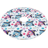 かわいい魔法の魔女パターン ブラッシュドポリエステルツリースカート (アングル)