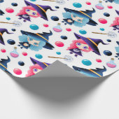 かわいい魔法の魔女パターン ラッピングペーパー (角)