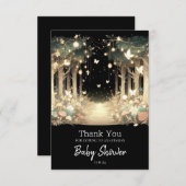 かわいい魔法の魔法の森の赤ちゃんシャワー サンキューカード (正面/裏面)