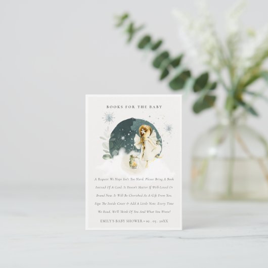 かわいい魔法の魔法の魔法の妖精の本ベイビーシャワー エンクロージャーカード (スタンド正面)