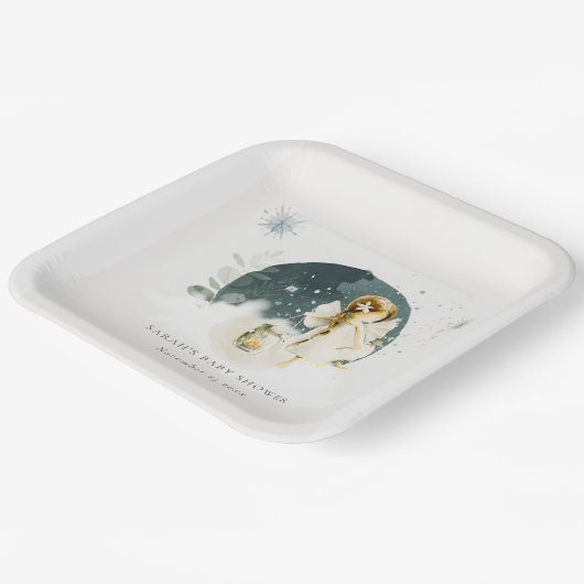 かわいい魔法の魔法の魔法の妖精オンウェイベイビーシャワー ペーパープレート (傾斜あり)