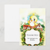 かわいい魔法の鶏の誕生日 サンキューカード (正面/裏面)