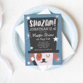 かわいい魔法ショーパピーマジシャン誕生日パーティー 招待状