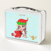 かわいい魔法フェアリー&スターオンライトブルー メタルランチボックス (裏面)