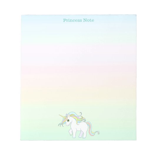 かわいい魔法ユニコーンオンパステルカラー ノートパッド (正面)