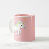 かわいい魔法ユニコーン&スターオンピンク ツートーンマグカップ (正面左)
