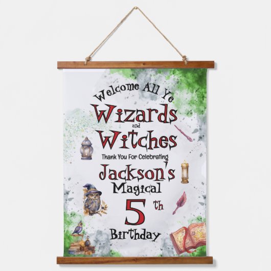 かわいい魔法使いと魔女 吊り下げ型タペストリー (正面)