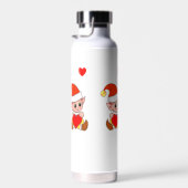 かわいい魔法小妖精や小人とハートオンホワイト ウォーターボトル (右面)